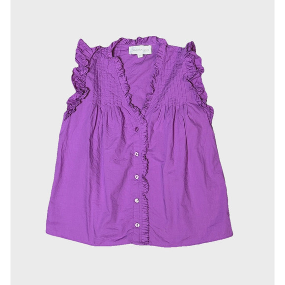 Love The Label Anthropologie Dana Top Size XS Rosebud Purple Ruffled Shirt $176 - Picture 3 of 8